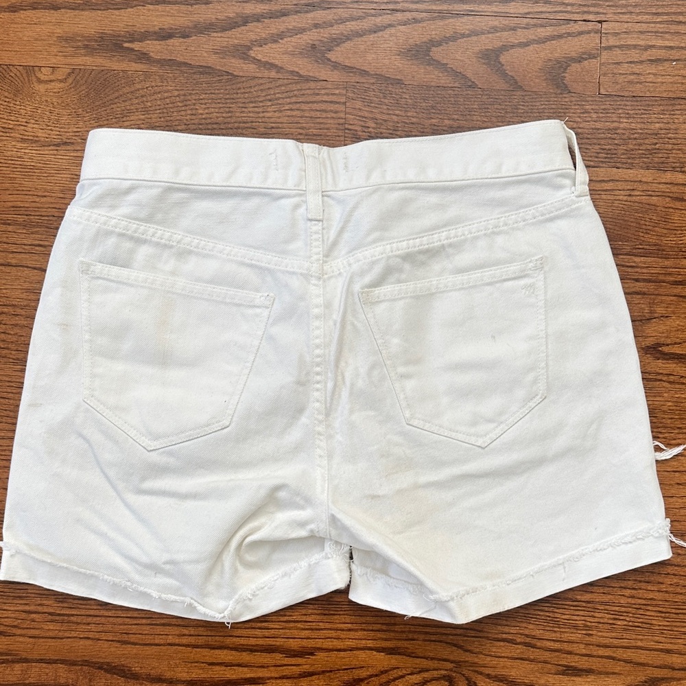 Madewell White Distressed Jean Shorts - Picture 2 of 2